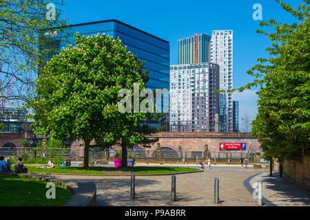 The 101 Embankment (office), One Greengate and  the Anaconda Cut (formerly 100 Greengate) apartment buildings, Salford, Manchester, England, UK Stock Photo