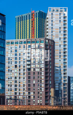 The One Greengate and  the Anaconda Cut (formerly 100 Greengate, under construction) apartment buildings, Salford, Manchester, England, UK Stock Photo