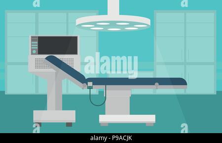 Hospital Room Interior Intensive Therapy Flat Vector Illustration Stock Vector