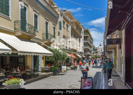 PATRAS, GREECE MAY 28, 2015: Typical street in Patras, Peloponnese, Western Greece Stock Photo