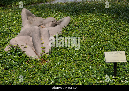 New Orleans, Louisiana - A cast stone sculpture called 'Adam and Eve,' by Enrique AlfÃ©rez, in the Enrique AlfÃ©rez Sculpture Garden in the New Orlean Stock Photo