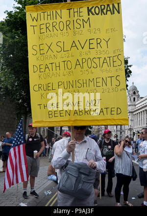 The far-right 'Football Lads Alliance' Pro-Trump and Free Tommy Robinson held a protest with thousands of supporters in central London 14 July 2018 Stock Photo