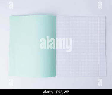 close up.open school notebook in a cage.photo with copy space Stock Photo