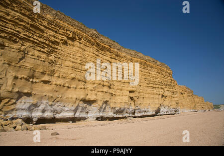 Iconic golden cliffs West Bay and Hive Beach Burton Bradstock Jurassic Coast Dorset UK Stock Photo