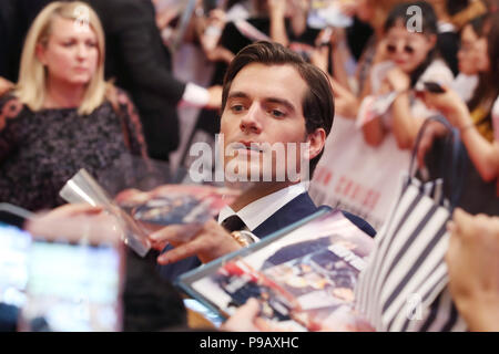 17th July, 2018. British actor Henry Cavill in Seoul British actor Henry Cavill attends a publicity event in Seoul on July 16, 2018 to promote the 2018 American spy action film, 'Mission: Impossible - Fallout.' The film will hit South Korean screens on July 25. Credit: Yonhap/Newcom/Alamy Live News