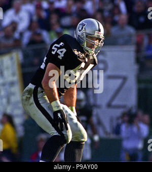 Oakland, California, USA. 19th Nov, 1995. Oakland Raiders vs. Dallas  Cowboys at Oakland Alameda County Coliseum Sunday, November 19, 1995.  Cowboys beat Raiders 34-21. Oakland Raiders linebacker Greg Biekert Credit:  Al Golub/ZUMA