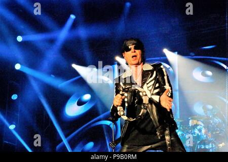 Athens, Greece. 16th July, 2018. Klaus Meine from Scorpions seen performing the 'Crazy World Tour' at Kalimarmaro Stadium in Athens Credit: Eleni Paroglou/SOPA Images/ZUMA Wire/Alamy Live News Stock Photo