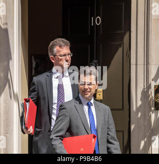 London, UK. 17th July 2018,Jeremy Wright QC MP PC, Culture Secretary and James Brokenshire MP PC, Housing and Communities Secretary, , leaves the Cabinet meeting of the current session of Parliament  at 10 Downing Street, London, UK. Credit Ian Davidson/Alamy Live News Stock Photo