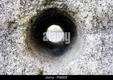 concrete hole see through close up abstract tunnel view design Stock Photo
