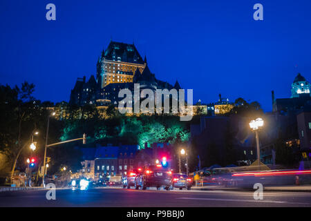 chateau frontenac luxury historic hotel quebec city at night Stock Photo