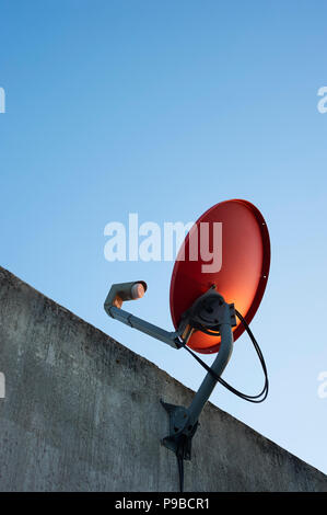 Off-axis satellite dish antenna Stock Photo