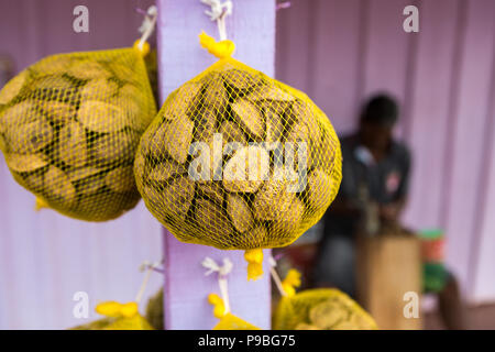 Pará, Brazil. Close up of Brazil nuts for sale at street fair in the Amazon. Stock Photo