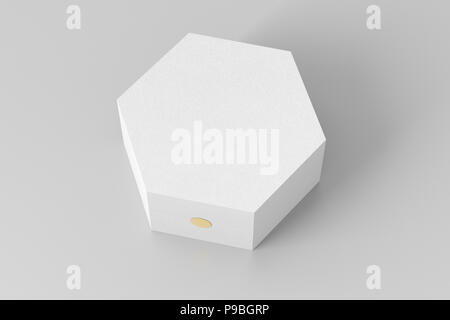 Download White hexagon box packaging with clipping path. Mock up ...