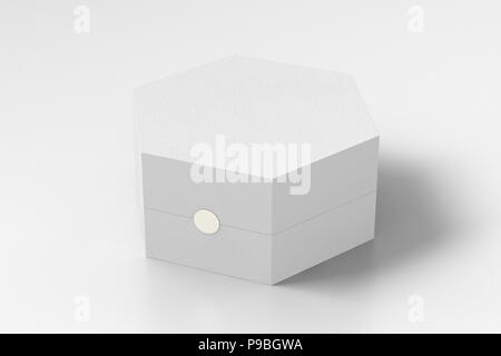 Download White hexagon box packaging with clipping path. Mock up ...