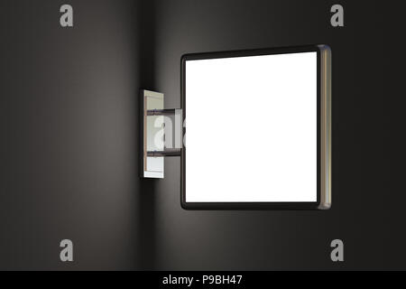 Download Hanging lightbox template, blank 3d render sign board with ...