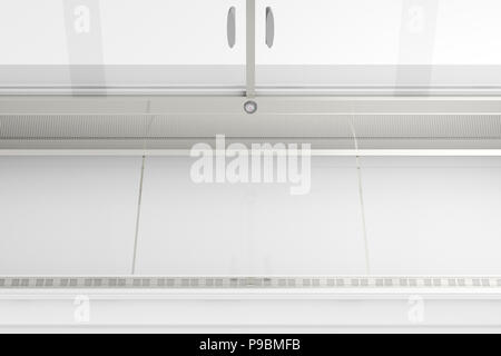Closeup of empty refrigerator display case with pallet. 3d render Stock Photo