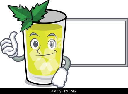 Thumbs up with board mint julep character cartoon Stock Vector