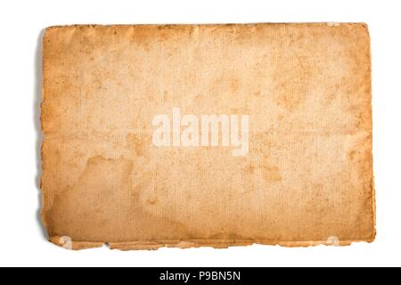 Dirty old paper isolated on white background Stock Photo