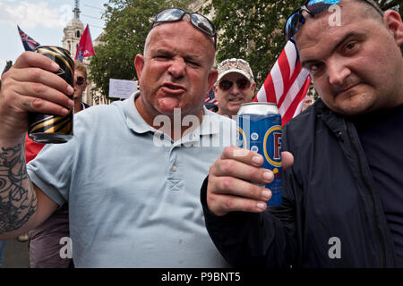 The far-right 'Football Lads Alliance' Pro-Trump and Free Tommy Robinson held a protest with thousands of supporters in central London 14 July 2018 Stock Photo