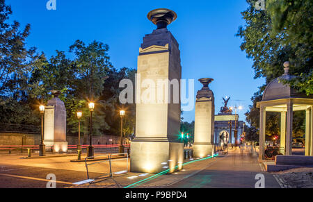 Commonwealth Memorial Gates at Night London UK Stock Photo