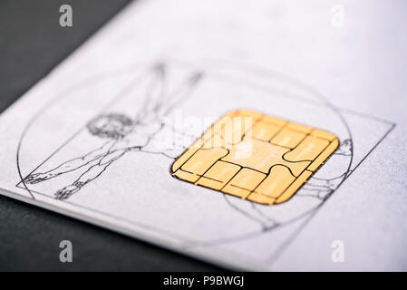 Detail einer Elektronischen Gesundheitskarte mit Chip Stock Photo