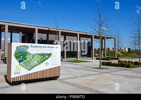 Arboretum map outside the visitor centre with the Armed Forces Memorial ...