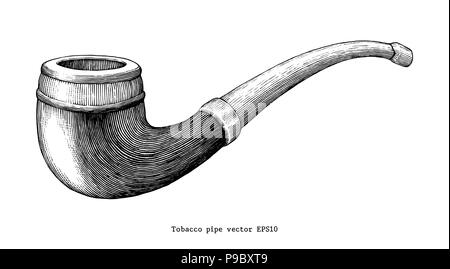Tobacco pipe hand drawing vintage clip art isolated on white background  Stock Vector Image  Art  Alamy