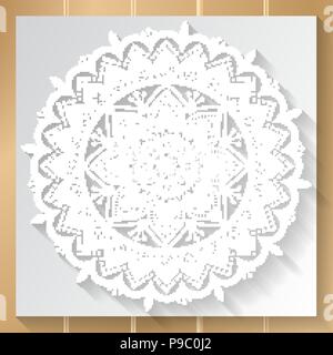 Mandala white background pattern circle floral ornament Stock Vector