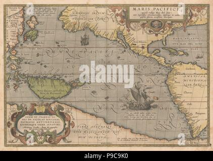 Maris Pacifici by Abraham Ortelius. This map was published in 1589 in ...