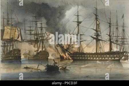 The Naval Battle of Navarino on 20 October 1827. Museum: PRIVATE COLLECTION. Stock Photo