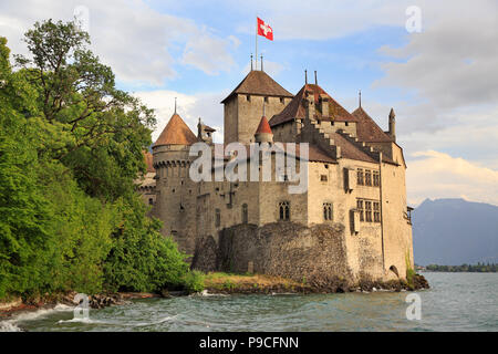 Chillon Castle on Lake Geneva, Switzerland Stock Photo