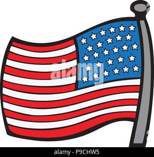 cartoon vector illustration of an American flag Stock Vector