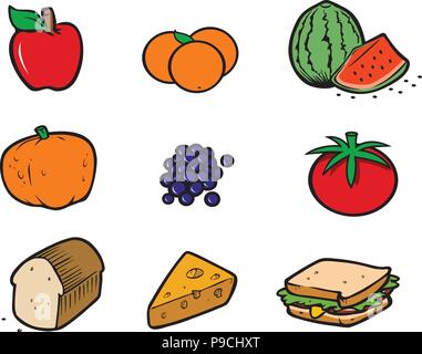cartoon vector illustration of a food collection Stock Vector
