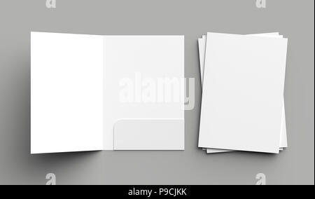 A4 size single pocket reinforced folder mock up isolated on gray background. 3D illustration Stock Photo