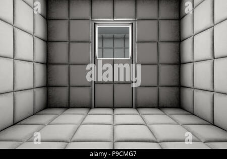 An empty white padded cell in a mental hospital - 3D render Stock Photo ...