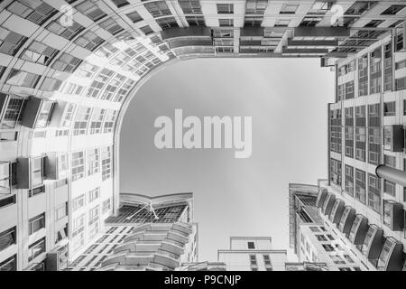 Looking up to the sky from the middle of St George Wharf in Vauxhall, London Stock Photo