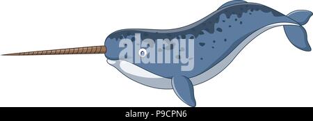 Cartoon narwhal isolated on white background Stock Vector