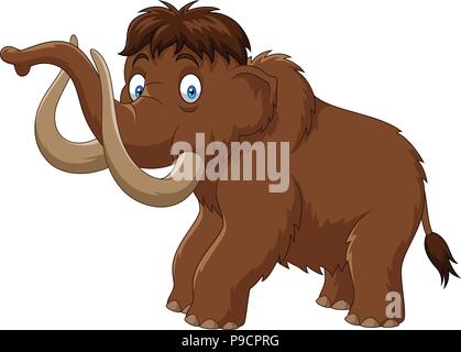 Cartoon mammoth isolated on white background Stock Vector