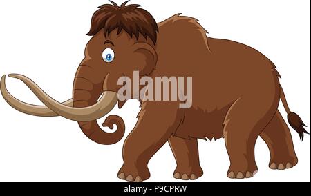 Cartoon mammoth isolated on white background Stock Vector