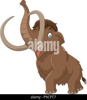Cartoon mammoth isolated on white background Stock Vector