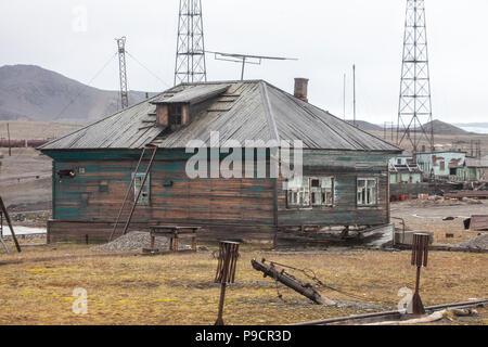 Abandoned Russian Arctic Station, Novaya Zemlya Stock Photo