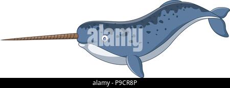Cartoon narwhal isolated on white background Stock Vector