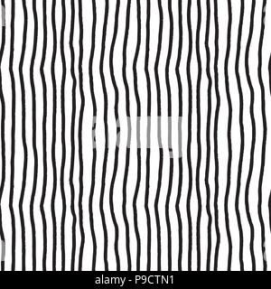 hand drawn horizontal grunge black stripe pattern seamless background Stock Vector