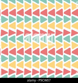 colourful summer vintage grunge geometric triangle pattern seamless background Stock Vector