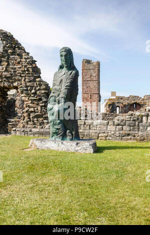 The remains of the famous monastry.  The Holy Island of Lindisfarne, Stock Photo