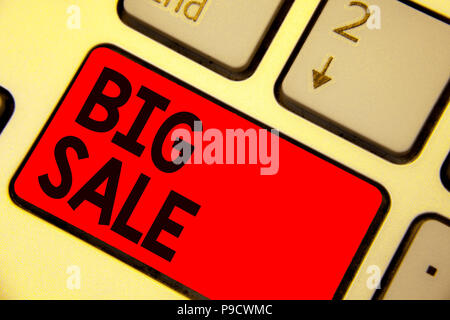 Handwriting text writing Big Sale. Concept meaning putting products on high discount Great price Black Friday Keyboard red key Intention create comput Stock Photo