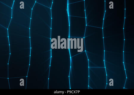 Abstract background of lines and dots, low poly mesh. Concept cloud internet connections technology connections. The current example of artificial int Stock Photo