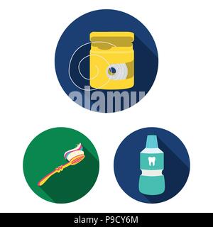 Dental care flat icons in set collection for design. Care of teeth vector symbol stock  illustration. Stock Vector