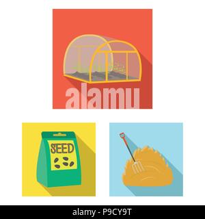 Farm and agriculture flat icons in set collection for design. Garden and plants isometric vector symbol stock  illustration. Stock Vector
