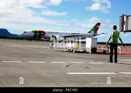 Airbus’ newest widebody A330neo in Mauritius for the first time Stock Photo